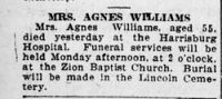 Findagrave  Agnes Bowman Williams