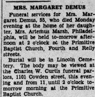 Findagrave  Margaret Nickers Demus