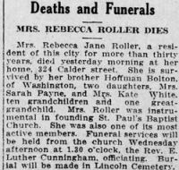 Findagrave  Rebecca Jane Bolton Roller