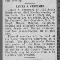 James A Crummel Obit