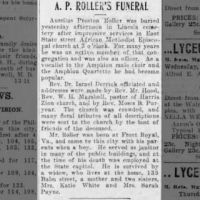 Obituary for Aurelius Preston Roller