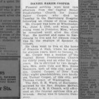 Obituary for DANIEL BAKER COOPER