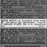 Oscar Watt Property at No. 4 South Raspberry street_22 Jan 1885